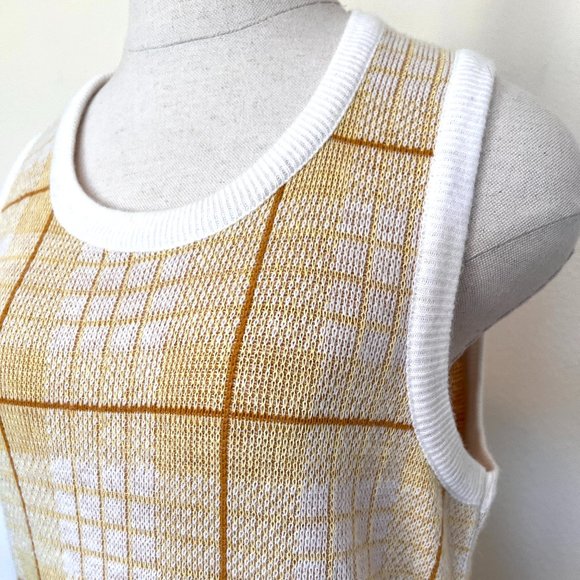 60's Sweater Vest - Yellow & White Plaid- Towne and King LTD - Size Large - Picture 3 of 8